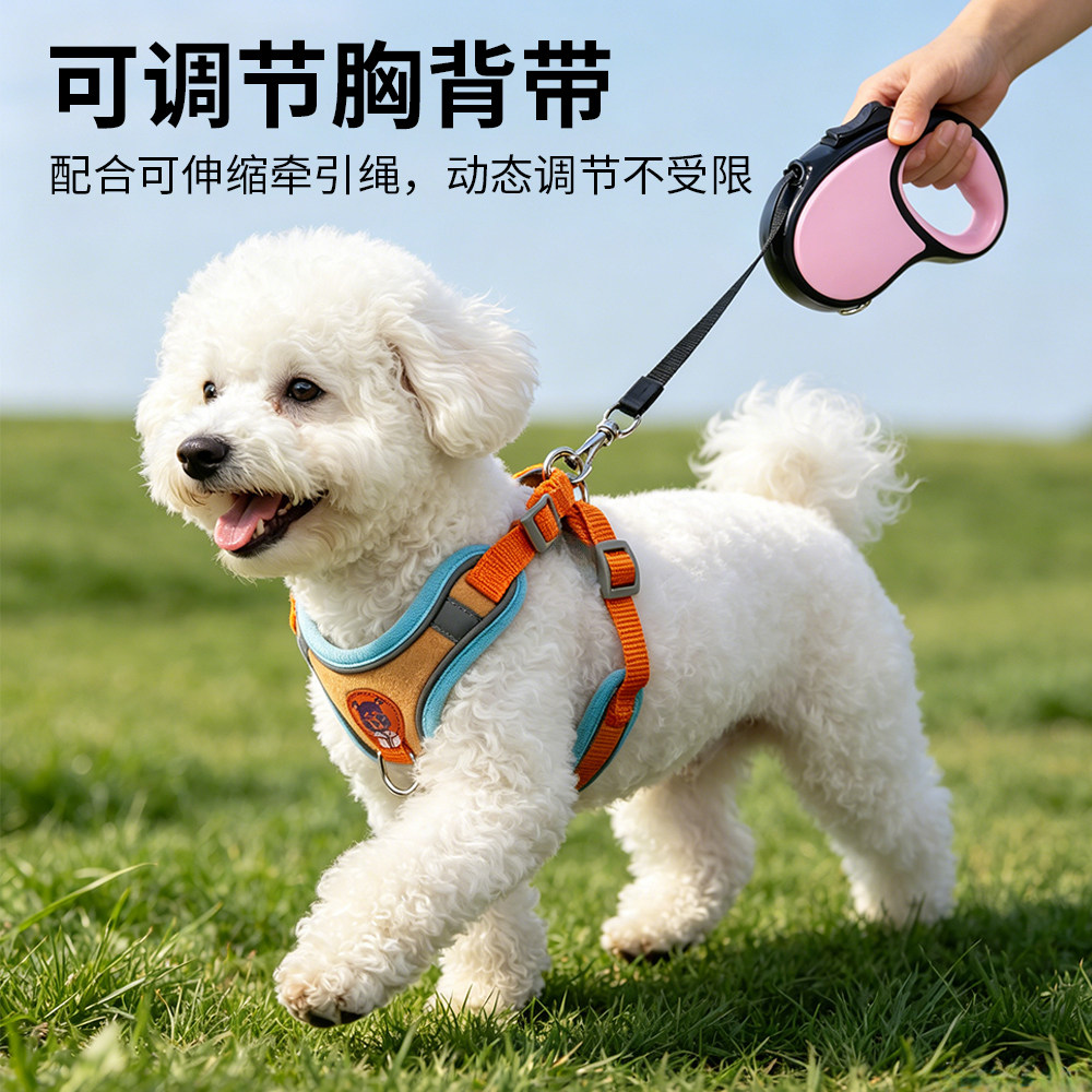 Vest-style Dog Harness and Leash Set, Reflective Chest Strap, Comfortable Non-Choking Design for Small to Medium Dogs, Anti-Escape Walking Lead