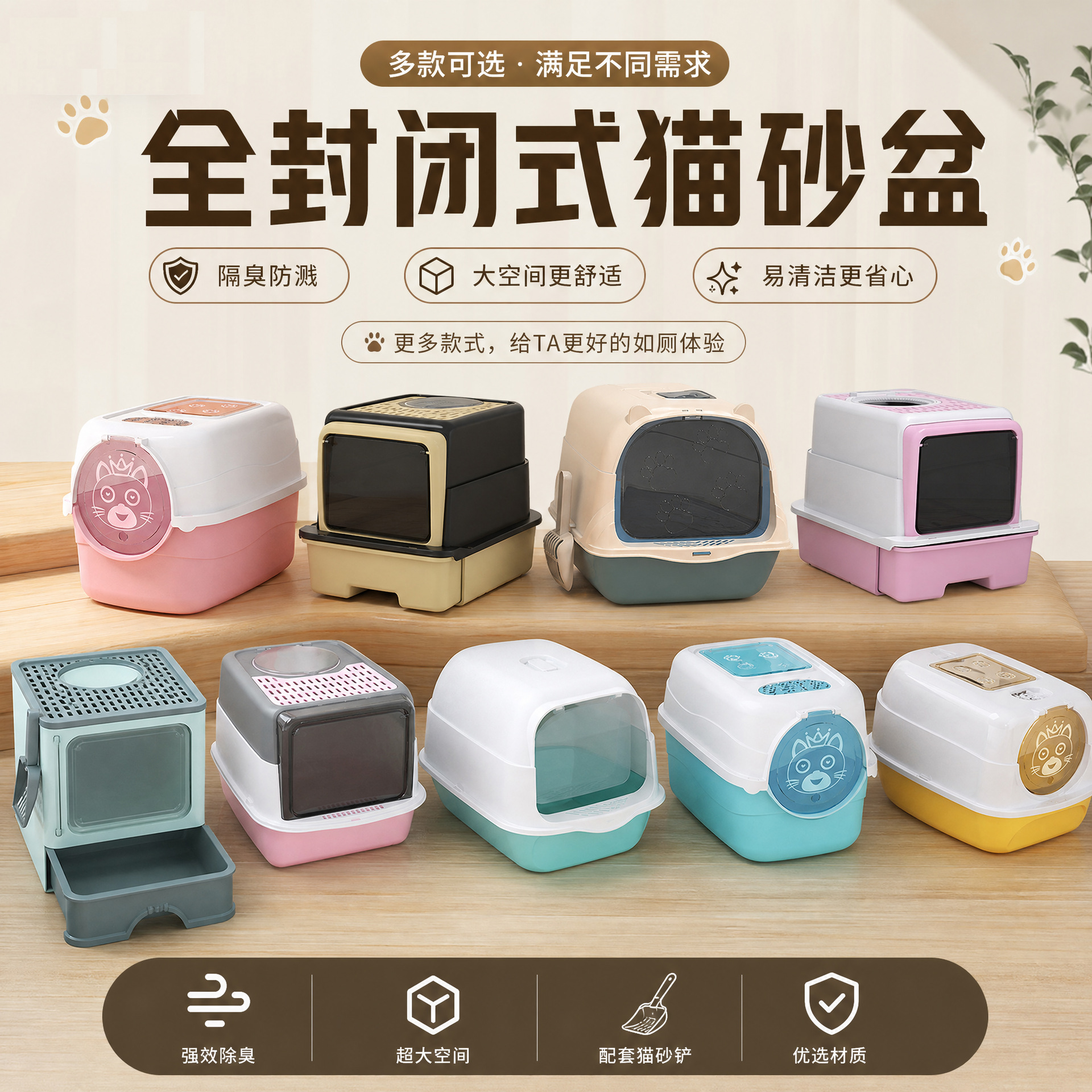 Fully Enclosed Extra Large Cat Litter Box with Drawer, Anti-Splatter and Deodorizing Cat Toilet Supplies