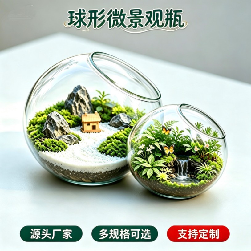 Мини-ваза для флорариума, прозрачная емкость для мха, суккулентов и DIY декора с косым срезом