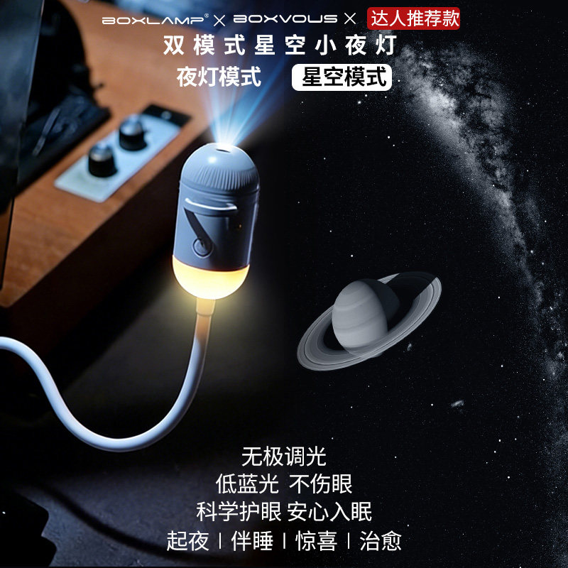 Ночник-проектор звездного неба boxvous для спальни с защитой глаз, USB-питанием и голосовым управлением