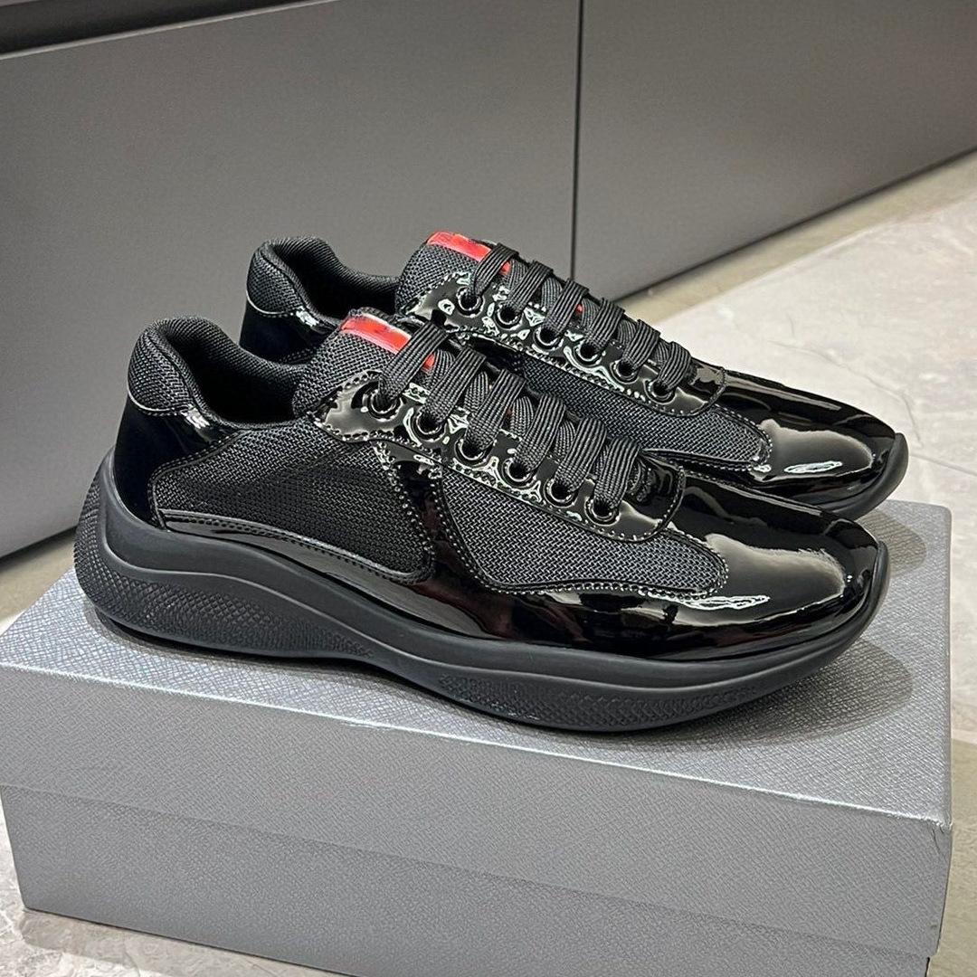 Cross-border P-Brand Trend Cowhide Mesh Breathable Sneakers Autumn/Winter Round Toe Lace-up Casual Low-Top Sports Shoes