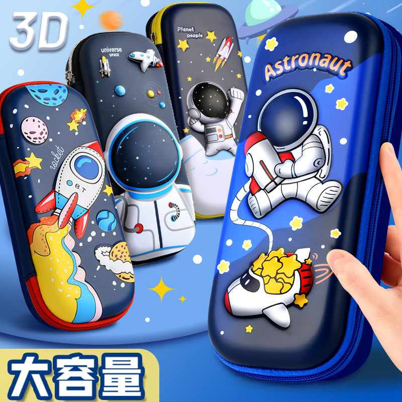 Пенал 3D из искусственной кожи, большой вместительный школьный пенал с милыми мультяшными принтами для мальчиков и девочек