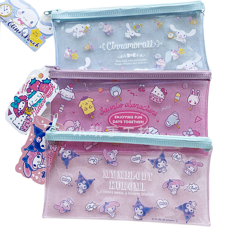 Sanrio x Daiso Limited Edition PVC Transparent Zipper Flat Pencil Case Stationery Organizer, Free Shipping on 3 Items
